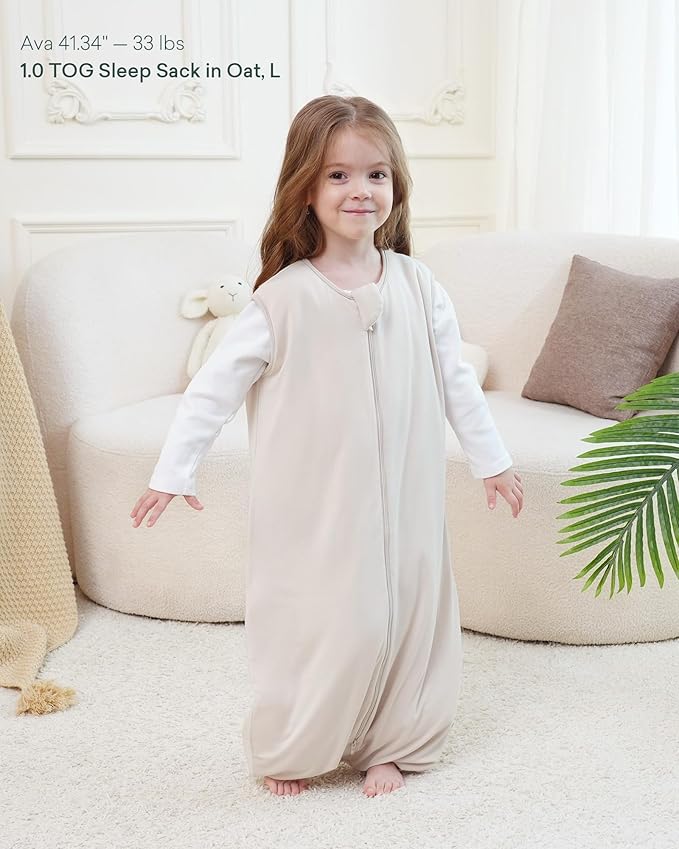 Supersoft Toddler Sleep Sack with Feet 1.0 TOG Premium Bamboo Viscose Sleep Bag Walker with Legs 12-18-24-2t-4t-5t