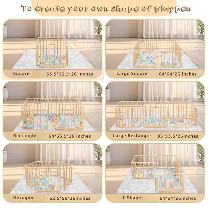 1PC Door Panel for Wooden Baby Playpen, Changeable & Expandable Baby Gate Playard Wooden Play Fence Accessories, Large Wood Playpen Panel Safe Play Area Kids Activity Center Accessories (Door)