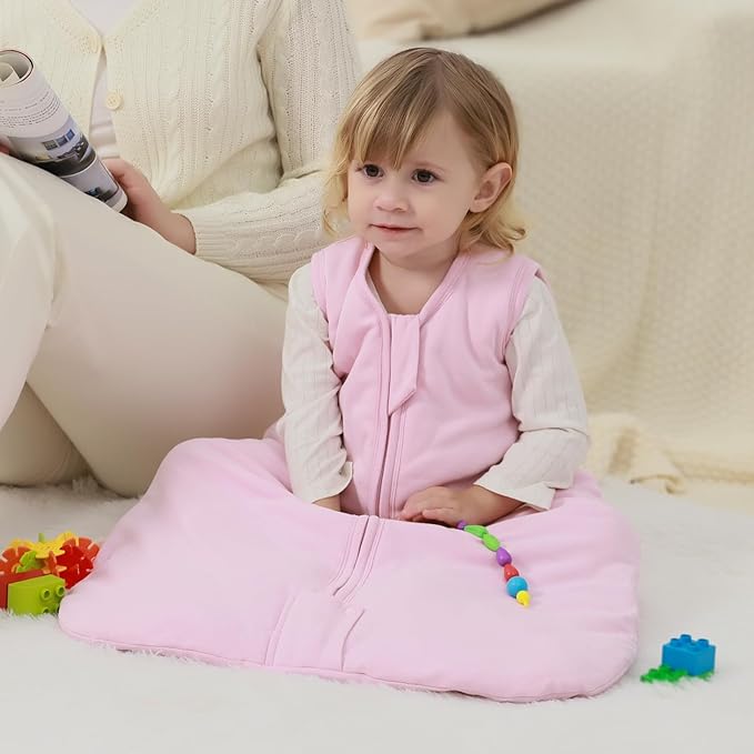 Mosebears Sleep Sack Baby Winter Wearable Blanket with 2-Way Zipper,2.5 TOG Cotton Sleep Sack Unisex (Blush, 18-24 Months)