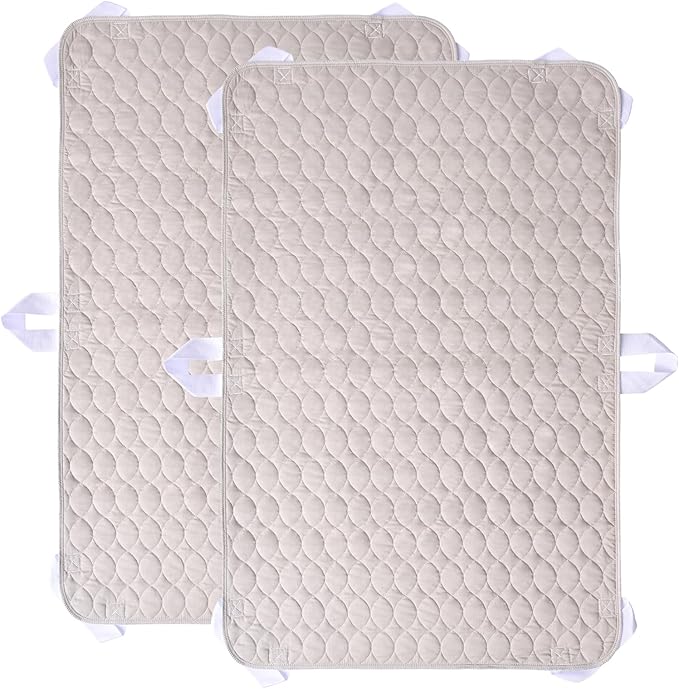 Positioning Bed Pad with Handles, Waterproof Breathable Reusable Bed Pads for Incontinence at Home & Hospital, 2 Pack Washable Transfer Sheet Pads for Adults and Elderly(34x52 Inch)