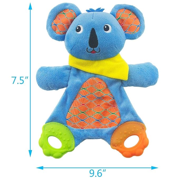 teytoy My First Baby Teething Toy, 2pcs Soft Crinkle Cloth Baby Toys for Toddler, Infants and Kids Perfect for Baby Shower(Lion and Koala)
