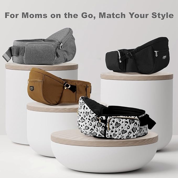 SUNVENO Baby Hip Carrier with Hip Seat, CPC-Certified, Ergonomic Infant Carrier for Newborns & Toddlers up to 45 lbs, Adjustable Waistband, Multiple Pockets, All-Season, Grey