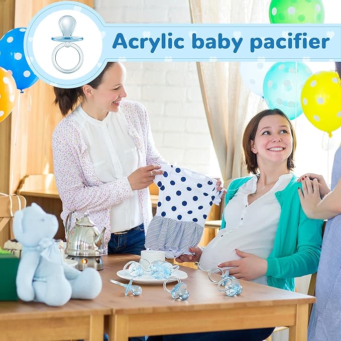 Jetec 48 Pieces 2.5 Inch Acrylic Baby Pacifiers Gender Reveal Party Decorations for DIY Baby Shower Birthday Party Favors(Blue)