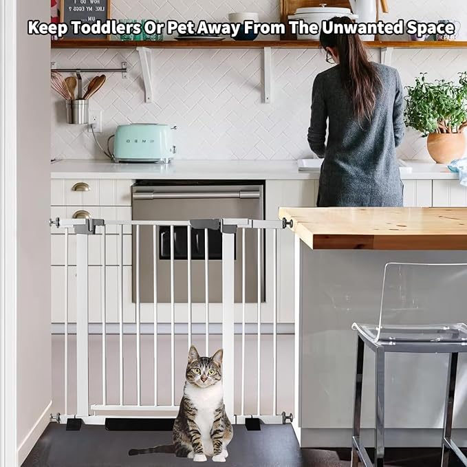 30 Inch Tall Baby Gate Auto Close Dog Gate Adjustable 29.92"-49.21" Wide Pressure Mounted Walk Through Swing Pet Gate for Doorways (29.92"-49.21" Wide)