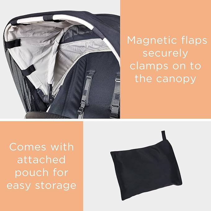 Baby Stroller Sun Shade Cover | Stroller Shade Extender for Sun | Canopy Extender with Full Coverage | Universal Baby Sunshade Accessories for Summer | Bug Net Protection Cover Attachment for Outdoor