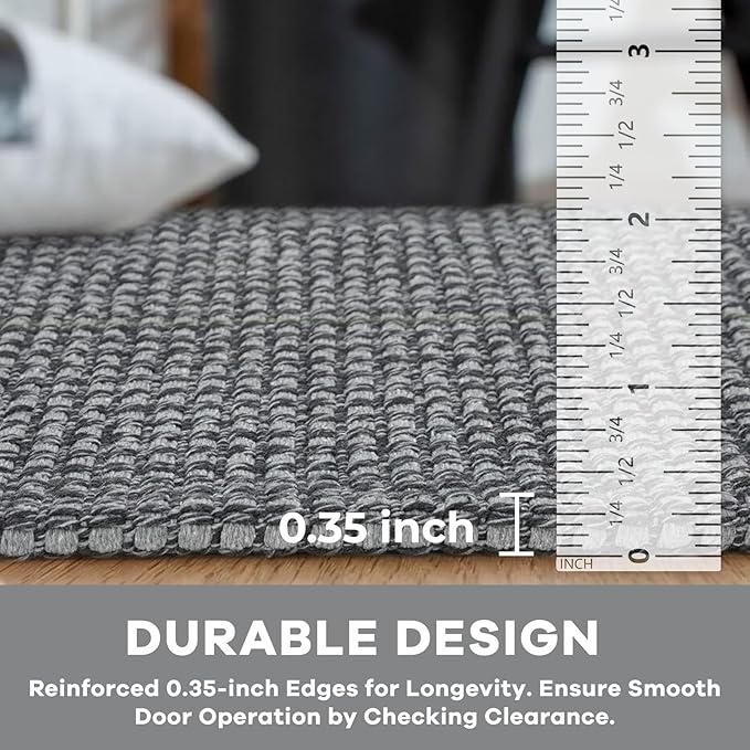 KOZYFLY Runners for Hallways 3x8 ft Washable Kitchen Runner Non Slip Rubber Backed Hall Runners Cotton Entryway Runner Rugs Floor Carpet for Indoor Backdoor Bedroom Kitchen, Grey/Dark Grey