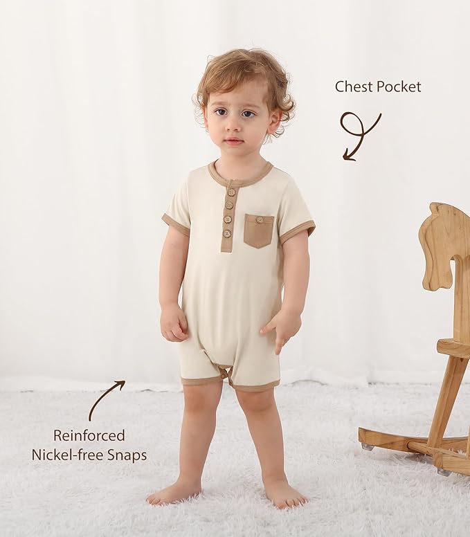 Baby Boy Romper Toddler Boys Short Sleeve Shorts Soft Jumpsuit Outfit Viscose Made from Bamboo