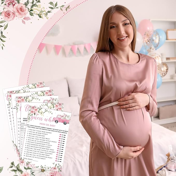 Jetec 302 Pcs Pink Pumpkin Theme Baby Shower Games, 6 Games, 50 Sheets Each, Shower Party Bingo, Word Scramble, Baby Word Search, Predictions and Advice, the Price Is Right, Guess Who