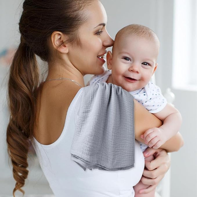 3 Pack Muslin Swaddle Blankets (40x40in) - Ultra Soft Breathable Wraps for Newborn Swaddling, Nursing, and Toddler Playtime, Unisex Design