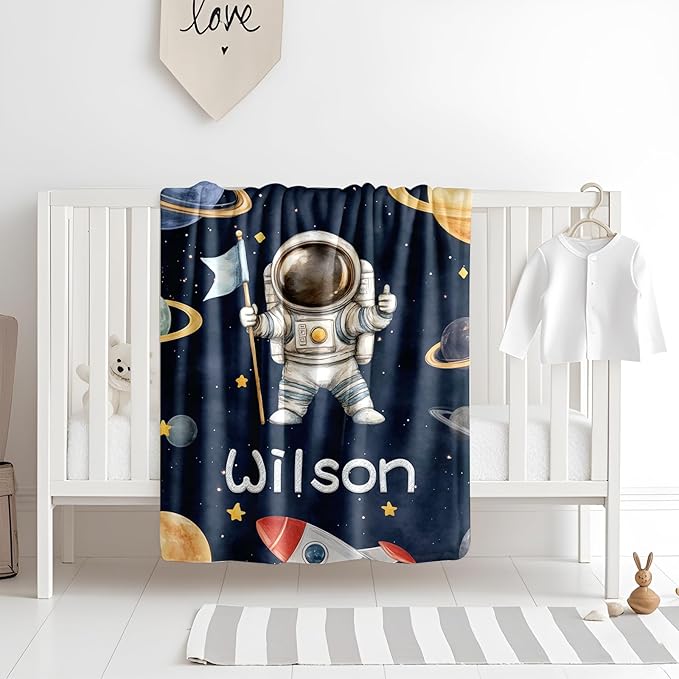 Ship Next Day, Personalized Baby Blanket for Boys Girls - Printed in USA, Custom Baby Blanket with Name Super Soft Plush Flannel, Easter Christmas Brithday Gifts for Baby Shower Kids Toddlers Newborn