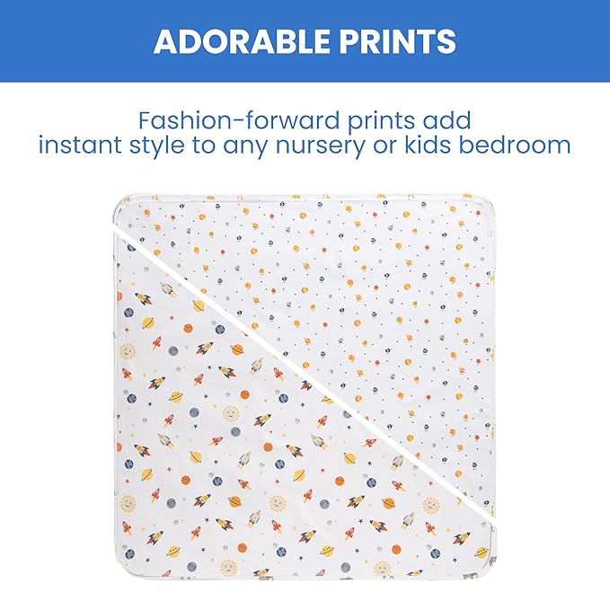 Delta Children 100% Cotton Flannel Baby Receiving Blankets for Girls and Boys – 30x30 Inches (Pack of 2), Space Exploration