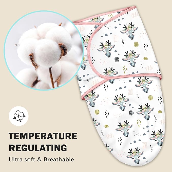 Cute Castle 3-Pack Baby Swaddle Sleep Sacks - Newborn Swaddle Sack - Ergonomic Baby Swaddles Blanket Warp for Boys and Girls - Baby Essentials (0-6 Months - Pink)