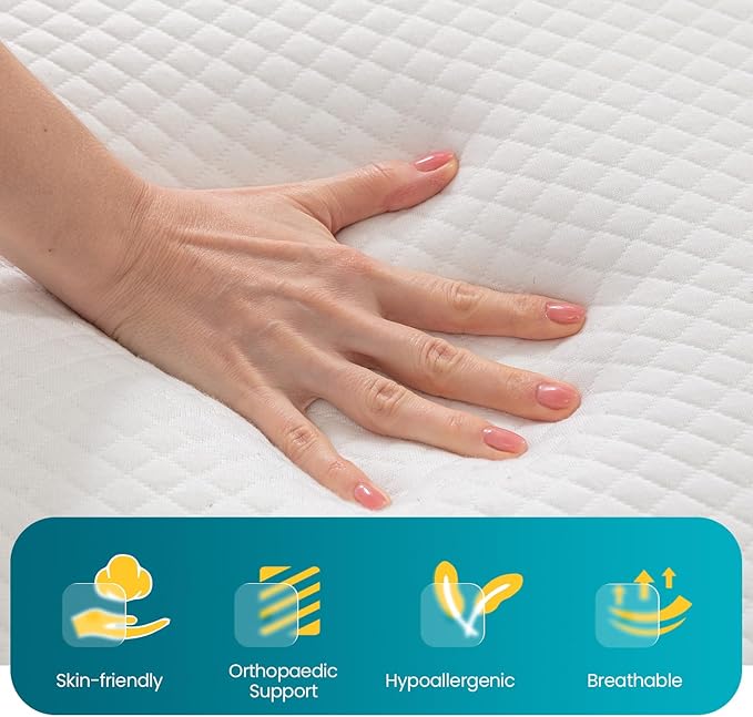 FDW 14 inch Gel Memory Foam Mattress Medium Firm Mattresses for Cool Sleep Relieving No Fiberglass CertiPUR-US Certified Mattress in a Box,Queen