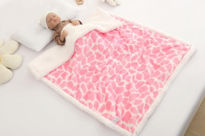 Nursery Bed Blankets Newborn Care Soft Receiving Blanket 30" x 40", Warm and Cozy for Baby Carrier Stroller Travel (Pink Ripple)