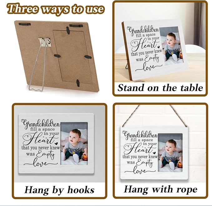 Grandchildren Picture Frame for Grandparents Newborn Baby Gift for Grandma Grandpa Grandchildren Fill A Space In Your Heart Photo Frame Table Desk Decor for Home Livingroom Bedroom Tabletop Display Frame picture1809
