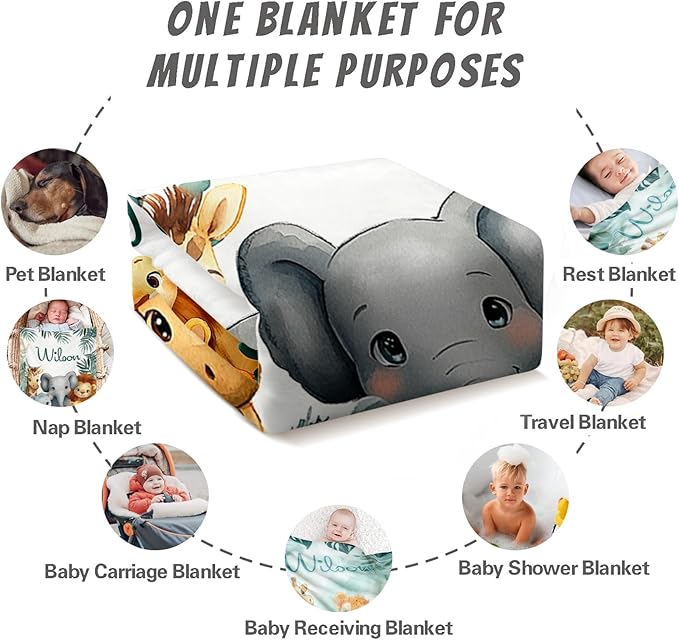 Ship Next Day, Personalized Baby Blanket for Boys Girls - Printed in USA, Custom Baby Blanket with Name Super Soft Plush Flannel, Easter Christmas Brithday Gifts for Baby Shower Kids Toddlers Newborn