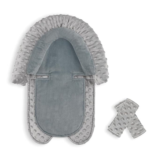 Infant Car Seat Insert, HNHUAMING Baby Car Seat Head & Body Support with 2 Straps Pads, Ultra Soft Newborn Preemie Carseat Insert Cushion for Girls Boys, Fits Car Seat, Stroller, Swing, Bouncer, Grey
