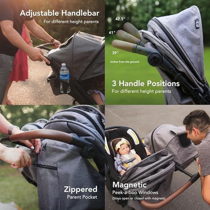 Lightweight Double Side by Side Stroller - 22 Lbs, 9.5" Compact Fold, Twin Nap Ready Seating, No Rethread Harness, Magnetic Buckle & Ultra Plush Seat 60Lb Max Per Seat- (v2 Sage)