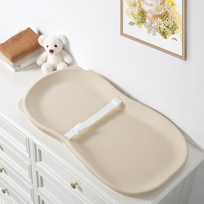 Waterproof Baby Diaper Changing Pad EVA Foam Wipeable Teddy Bear, Non-Slip Base Changer Pads Portable with Adjustable Safety Belt, Easy to Clean Change Mat Fits All Changing Station Table Dresser Bed