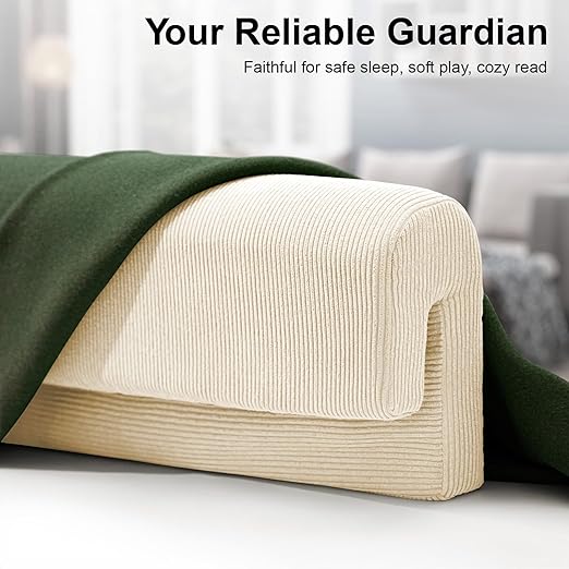 Bed Rail Bumpers Protector, Hospital Bed Rails Padding, Loft Beds and Bunk Beds Bumpers Protector, Premium Soft Memory Foam - Anti-Bump | Fall Prevention, Size 27.6 x 5.5 x 11.8 Inches, Beige