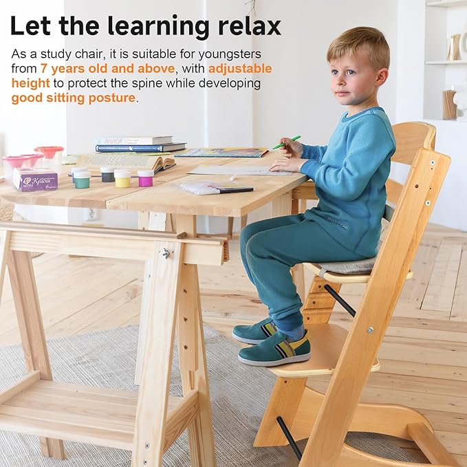 Lcoco&Dream Tripp Trapp High Chair, Adjustable, Anti-tip Grower Chair is Great for Baby's Meals. (Log Color)