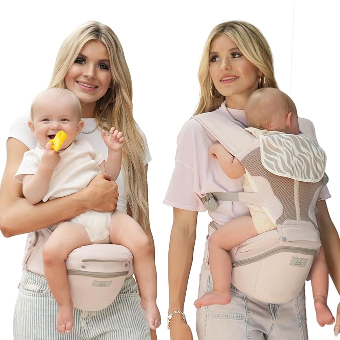 Baby Carrier Pro, MOMTORY Safety-Certified 6-in-1 Ultra Storage Baby Carrier Newborn to Toddler, Front & Back Baby Holder Carrier with Hip Seat, Soft Pink