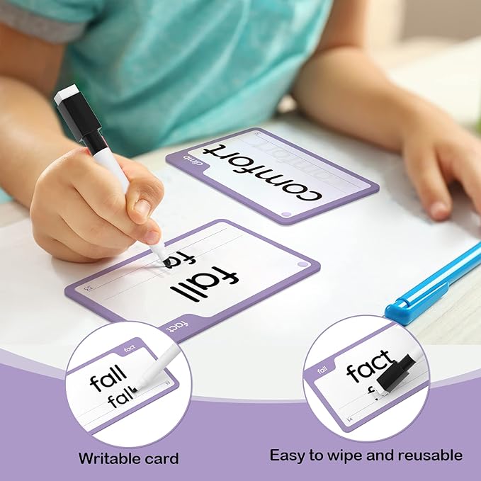 WJPC 58 Cards, 116PCS High Frequency Sight Words Flash Cards (Second-Grade), 1st, 2nd, 3rd Grade, 6,7,8,9 Years Ages Kids Boys Girls Homeschool Phonics Learning Cards to Read, Write.
