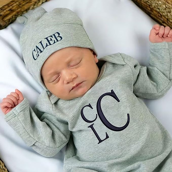 Personalized Baby Romper Hospital Newborn Coming Home Outfit Custom Embroidery Name Infant Sleepwear Gift for Baby Shower