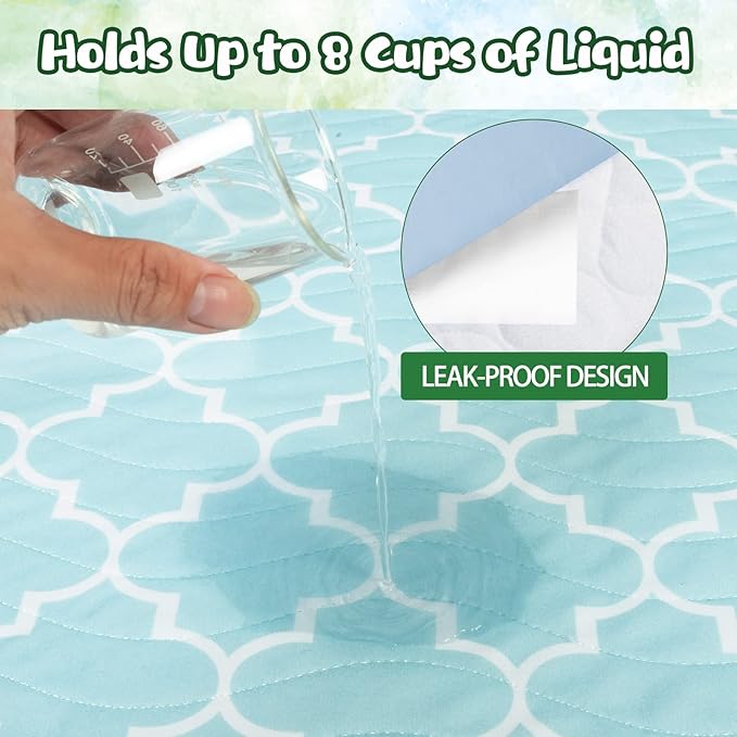 OUTCREATOR® Saddle Style Bed Pad with Tuck-in Sides, 34" x 54" Reusable Incontinence Underpad, Absorbent Waterproof Washable Quilted Tuckable Mattress Protector for Adults, Elderly, Kids, Pets (Green)