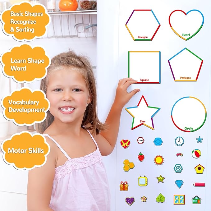 10 Packs Toddlers Magnetic Sorting Set Shape Recognition Magnetic Sorting Toy Educational Magnet Shape Matching Refrigerator Magnet for Kids Preschool Learning Magnets for Whiteboard Classroom Game