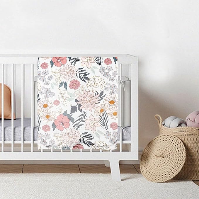 Baby Blankets, Flower Mink Toddler Blanket for Girls, Dotted Backing, Double Layer, Crib Receiving Blanket, for Nursery/Stroller/Toddler Bed/Carseat, 30 x 40 Inch