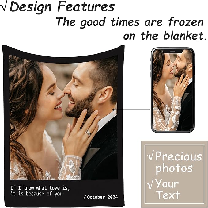 Coolenius Custom Photo Blanket - Personalized Gifts for Him & Her