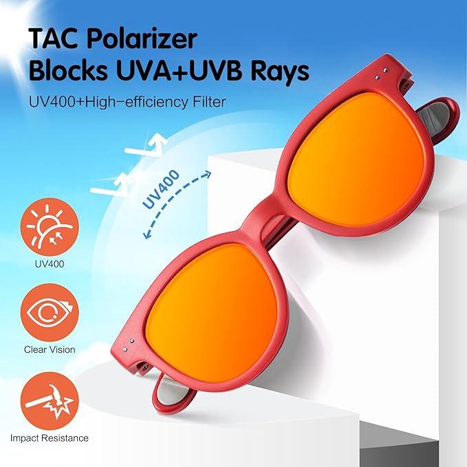 EYEBUDDY Kids Sunglasses for Boys Girls Age 2-8 Polarized UV Protection Toddler Children Sun Glasses Pack of 2
