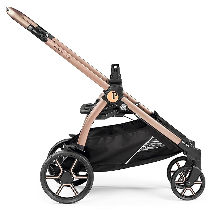 Ypsi – Compact Single to Double Stroller – Compatible with All Primo Viaggio Infant Car Seats & Ypsi Bassinets - Made in Italy - Mon Amour (Beige, Pink, & Rose Gold)