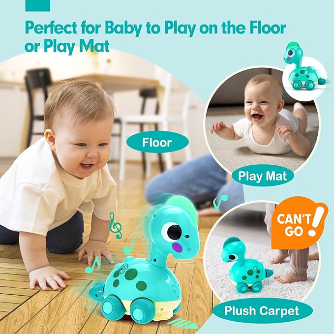 CubicFun Baby Toys 12-18 Months - Touch & Go Musical Light Tummy Time Infant Baby Crawling Toys 12 Months, Toddler Travel Toy for 1 Year Old Boy Christmas Birthday Gifts Stocking Stuffers