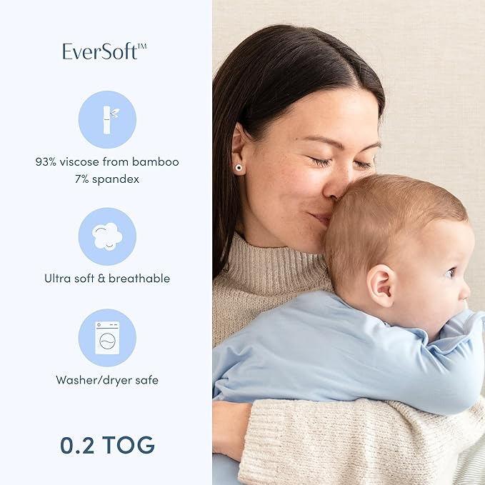 SleepingBaby EverSoft Zipadee-Zip Transition Swaddle - Roomy Wearable Blanket with Two Way Zipper - Viscose from Bamboo - Sky Blue, X-Small (3-6 Month)