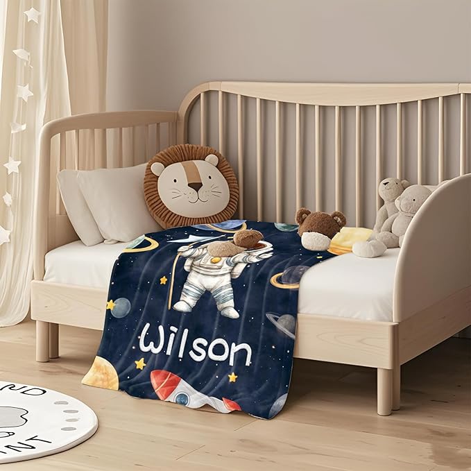 Ship Next Day, Personalized Baby Blanket for Boys Girls - Printed in USA, Custom Baby Blanket with Name Super Soft Plush Flannel, Easter Christmas Brithday Gifts for Baby Shower Kids Toddlers Newborn