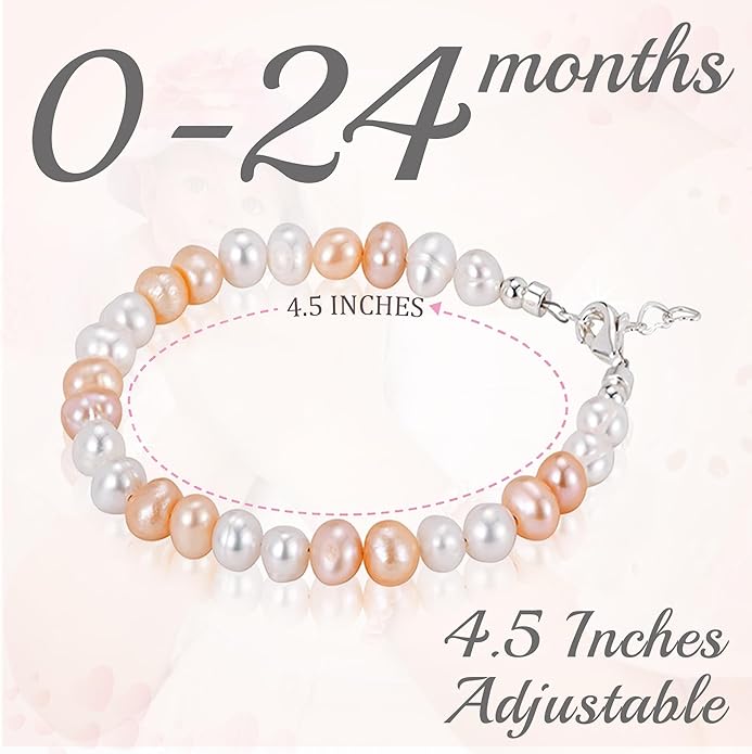 Freshwater Cultured Pearl Bracelet, Baby Bracelets for infant girls Sterling Silver Jewelry keepsake for boys or girls, 1st Birthday Girl, 1 Year Old Girl Gifts