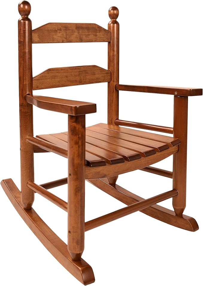Toddler Rocking Chair Wooden Comfy Recliner Rocker for Kids Ages 3-6 Baby Lounge Chair Indoor Outdoor Girls Children’s Playroom Christmas Gift Brown