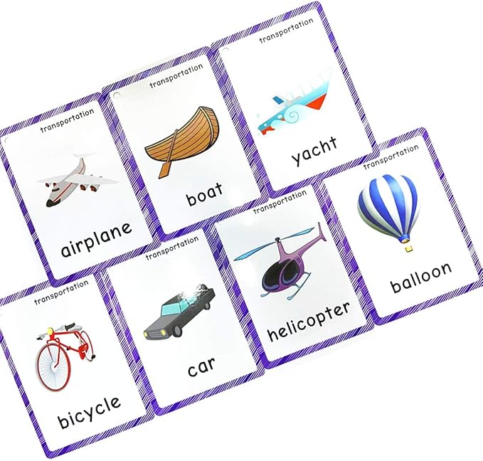 SANTSUN Set of Transportation Flashcards for Toddlers(22 pcs)| Kids Vocabulary Picture Montessori Pocket Cards | Perfect for Preschoolers & Kindergarteners, Teacher/Autism Therapists Tools
