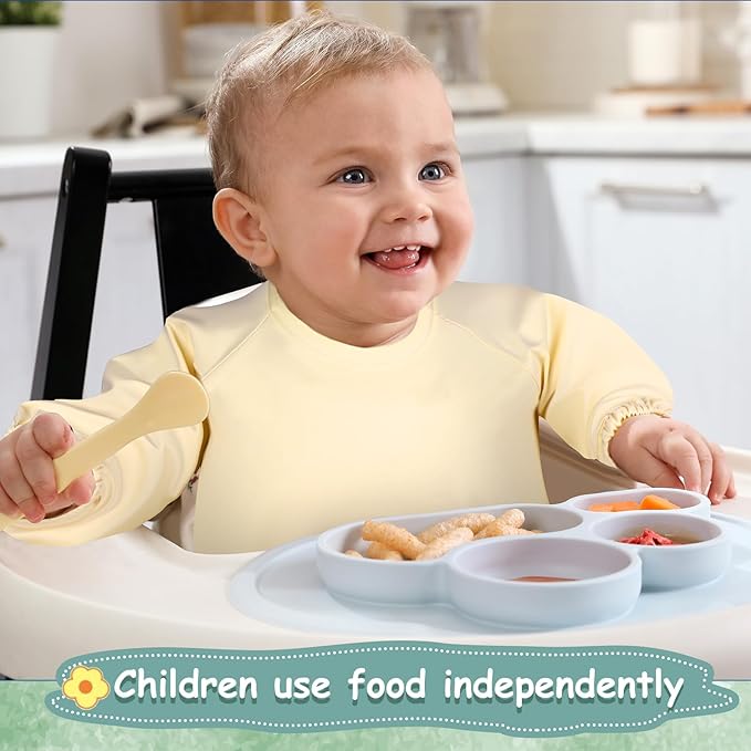 Jeyiour 6 Pack Long Sleeve Baby Bibs Mess Proof Bib Washable Feeding Bib Waterproof Smock Bib for Infant Toddler 6-24 Months