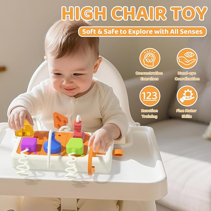 Montessori Toddler Busy Board, Travel Toys for Toddlers Boys and Girls, Sensory Board Educational Toy, Montessori Toys for 2 Year Old