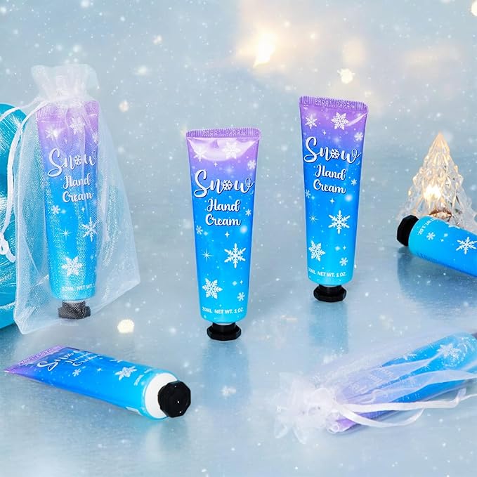 48 Sets Baby Shower Hand Cream Bulk Snowflakes Baby Shower Favors Bridal Thank You Hand Cream for Guests Travel Size Lotion with Organza Bags
