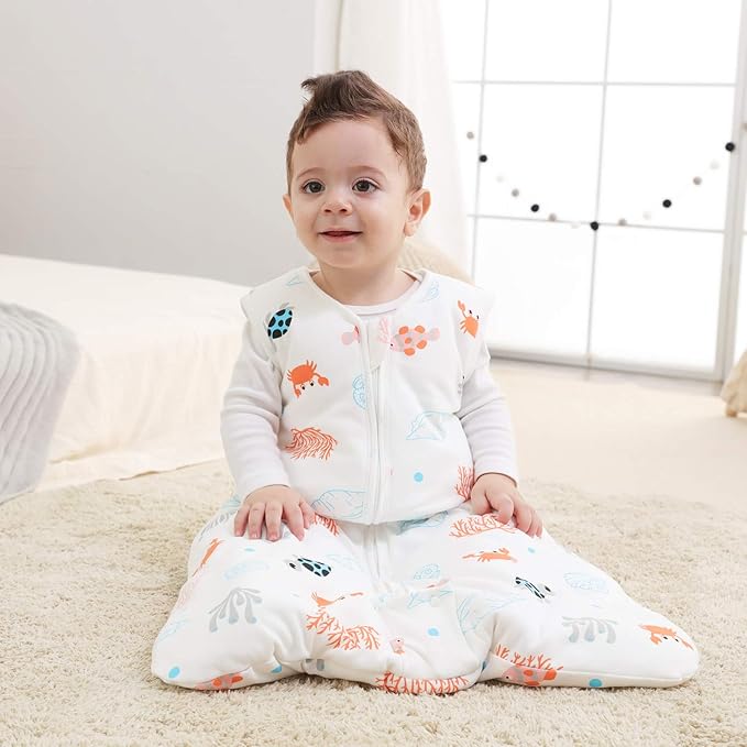 Mosebears Sleep Sack Baby Winter Wearable Blanket with 2-Way Zipper,2.5 TOG Cotton Sleep Sack Unisex (Ocean Animal, 18-24 Months)
