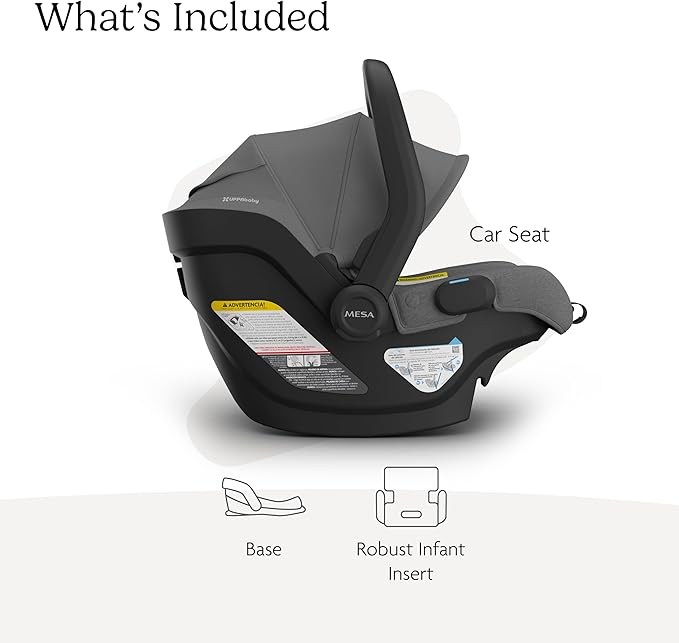 UPPAbaby Mesa V3 Infant Car Seat - Easy Installation + SmartSecure Technology - Attaches to Stroller | Base + Infant Insert Included - Greyson (Charcoal Mélange)