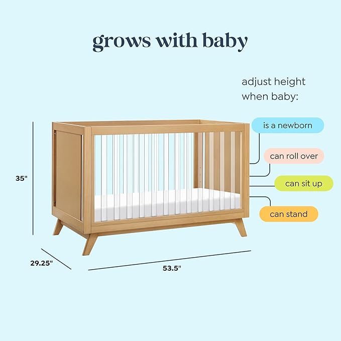 DaVinci Otto 3-in-1 Convertible Crib in Honey with Acrylic Slats, Greenguard Gold Certified