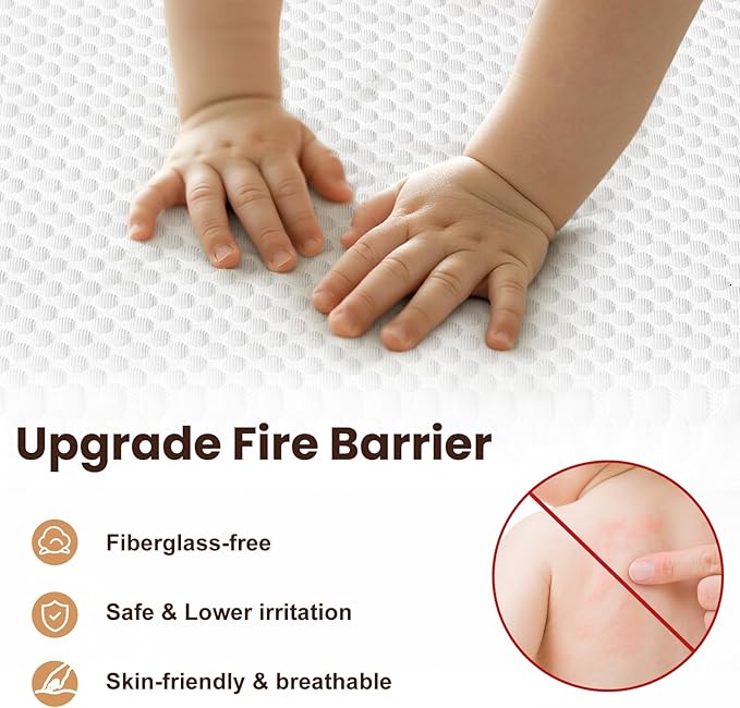 Crib Mattress, 52 x 27 Dual-Sided Comfort Baby and Toddler Mattress with Memory Foam, Waterproof, Breathable & Removable Cover with One of Side Cooling Fiber Fabric Specially Designed for Summer