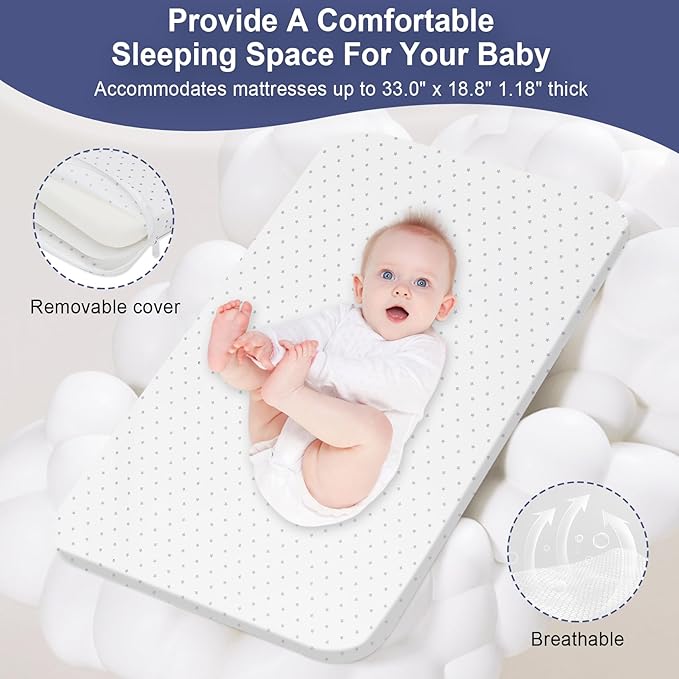 Bassinets Bedside Sleeper for Baby,YTHFGRT 3 in 1 Bedside Bassinet with 4 Auto-Lock& 6 Height Adjustable,Moises Para Nias Recien Nacidas Breastfeeding Friendly,Portable Bedside Crib for Newborn Infant