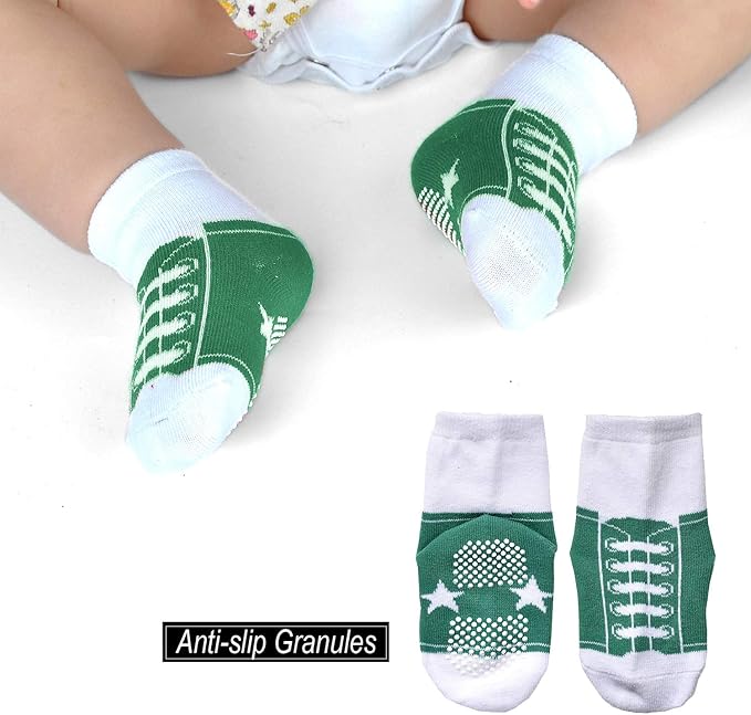 EPEIUS Unisex Baby Girls Boys Non-Slip Socks (Set of 6)