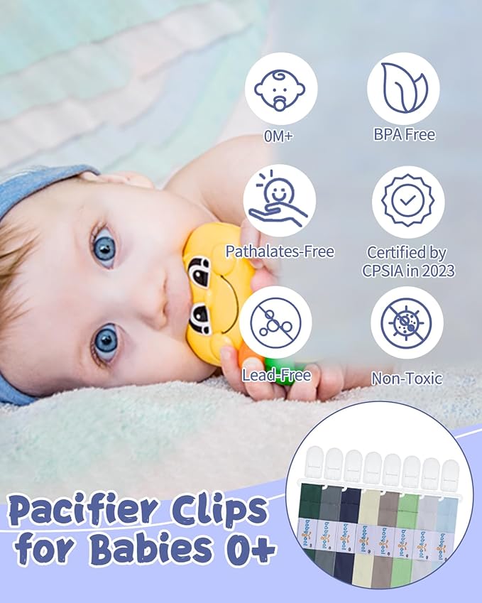 Babygoal Pacifier Clips 8 Pack, Pacifier Holder Clips for Baby Boys and Girls Fits for Most Pacifier, Binkie Styles & Baby Teethers & Toys and Gift-Neutral Color 8PS41